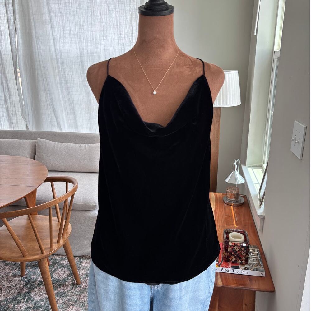 New & Other Stories Black Velvet Cowl Neck‎ Sleeveless Blouse Halter Top Size 8